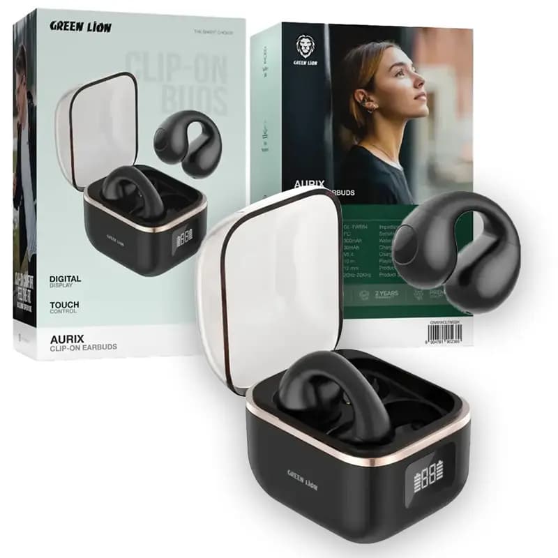 هندزفری بلوتوث القایی 2گوشی+استند شارژ Green Lion Aurix clip on earbuds