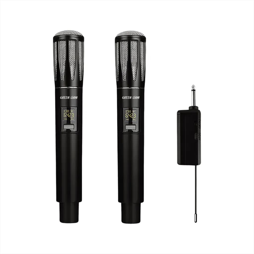 میکروفن دستی 2عددی بیسیم شارژی Green Lion Wireless Dual Mic Cordless Microphone — تصویر ۴