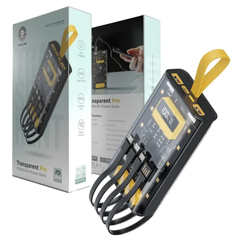 پاوربانک فست mAh 10000 Green Lion Transparent Pro PD 20w — تصویر ۲
