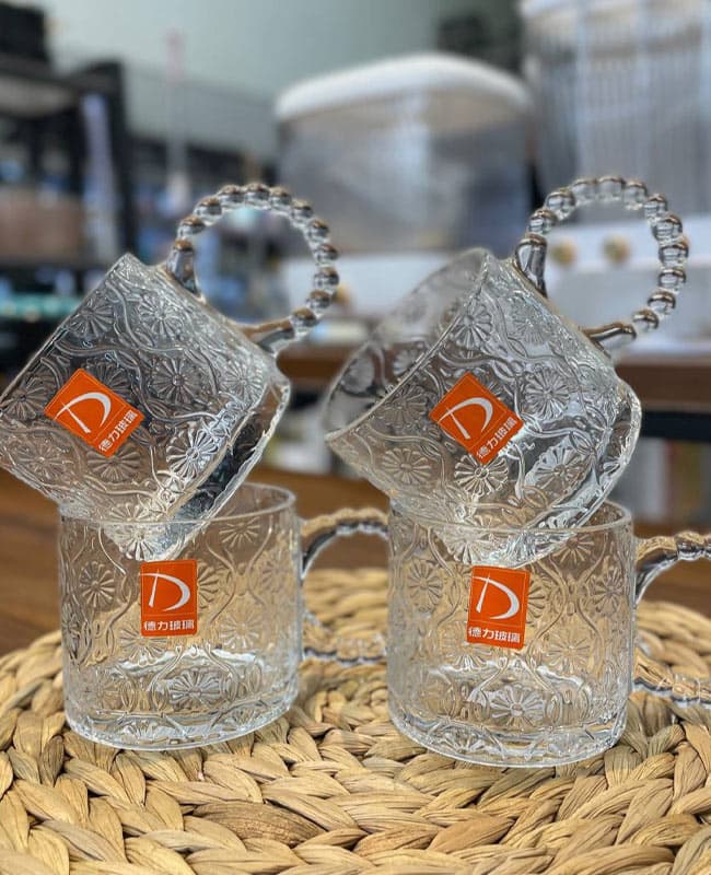 ماگ دسته حلقه ای طرح گل Deli glass — تصویر ۲