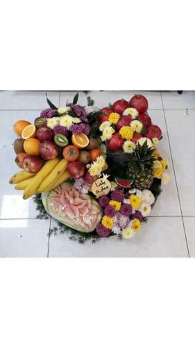 هدیه به همراه گل و میوه شب یلدا برای همسر