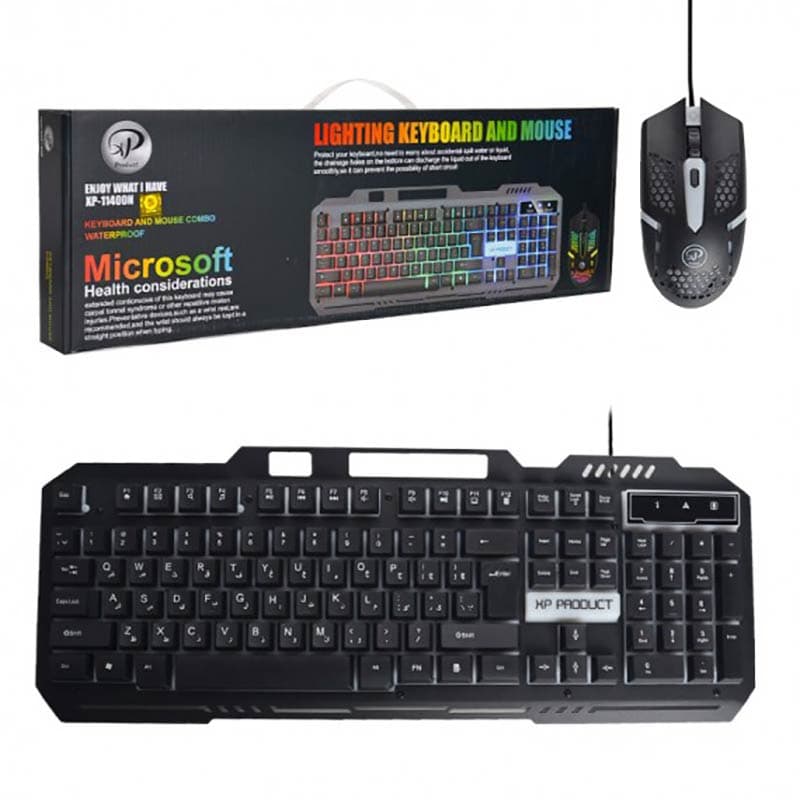 کیبورد و موس سیمدار گیمینگ ایکس پی مدل Xp-11400N بک لایت دار