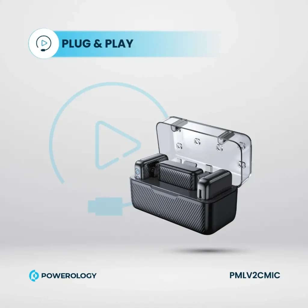 میکروفن یقه ای بیسیم شارژی 2عددی Powerology dual mic professional set — تصویر ۸