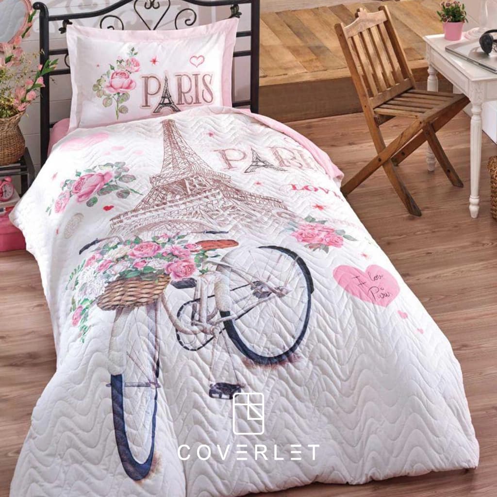 روتختی چهارفصل دخترانه صورتی طرح پاریس مدل Paris Love