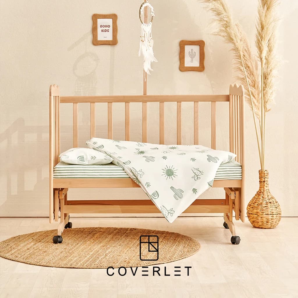 روتختی نوزادی سفید سبز طرح کاکتوس کاوری مدل Boho