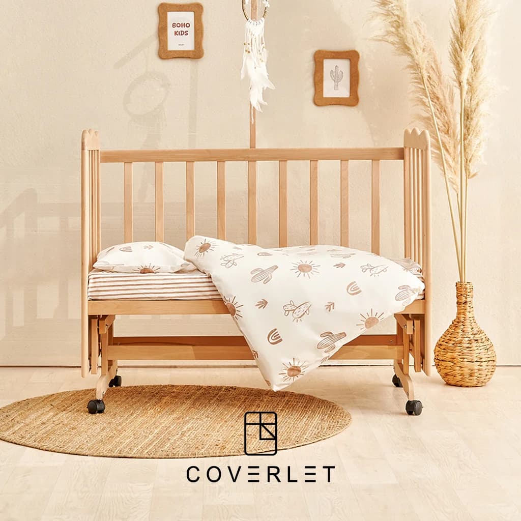 روتختی نوزادی سفید بژ طرح کاکتوس کاوری مدل Boho