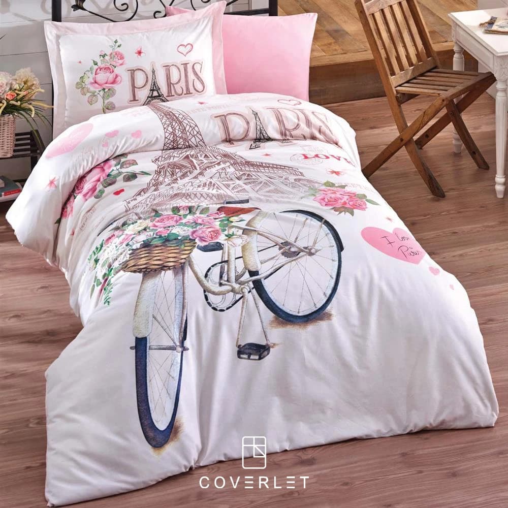 روتختی دخترانه صورتی طرح پاریس کاوری مدل Paris Love