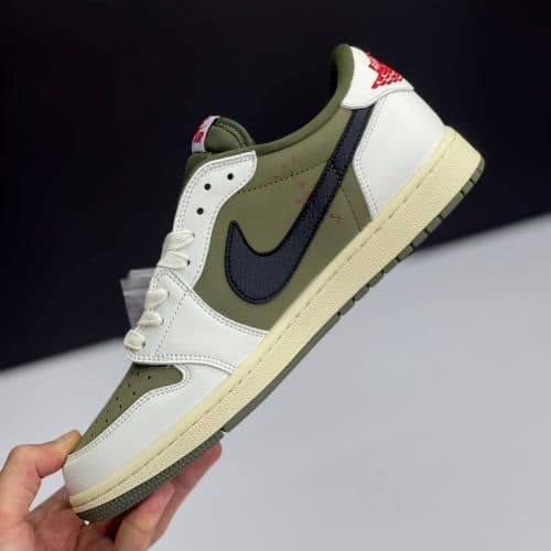 کفش نایک ایر جردن وان لو تراویس اسکات مدیوم الیو Nike Air Jordan 1 Low Travis Scott Medium Olive — تصویر ۲