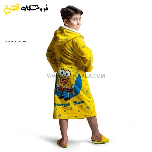 حوله پالتویی کودک پودایران طرح باب اسفنجی سایز 100