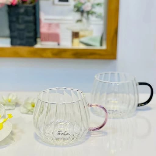 لیوان پیرکس راه راه دسته رنگی گرد ملوریا — تصویر ۲