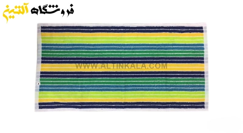 حوله حمامی برق لامع طرح کوبیسم مینیاتور سبز سایز 100×165