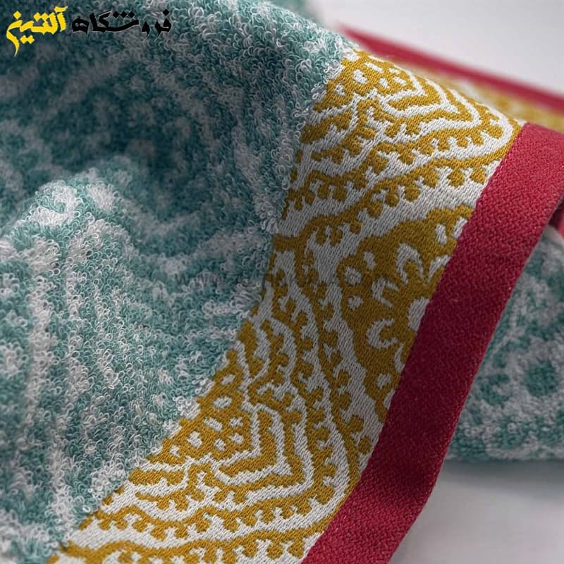 حوله حمامی برق لامع طرح ایپک آبی سایز 100×165 — تصویر ۳