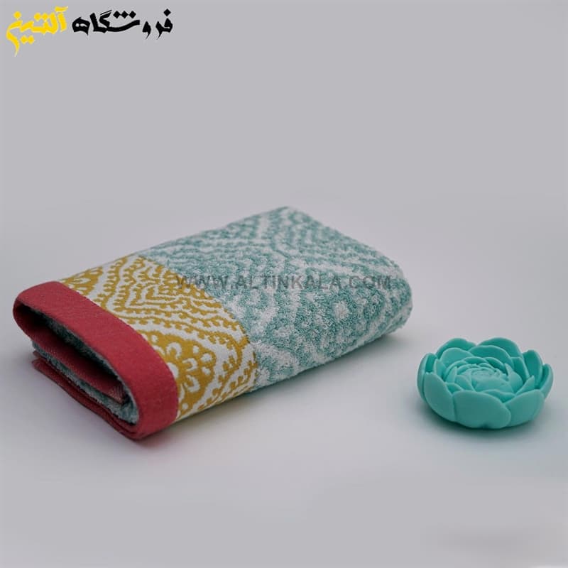 حوله حمامی برق لامع طرح ایپک آبی سایز 100×165