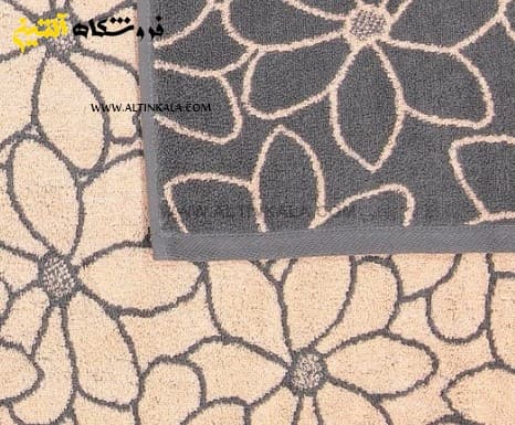 حوله دستی برق لامع طرح فلاور گلبهی 90×50 — تصویر ۵