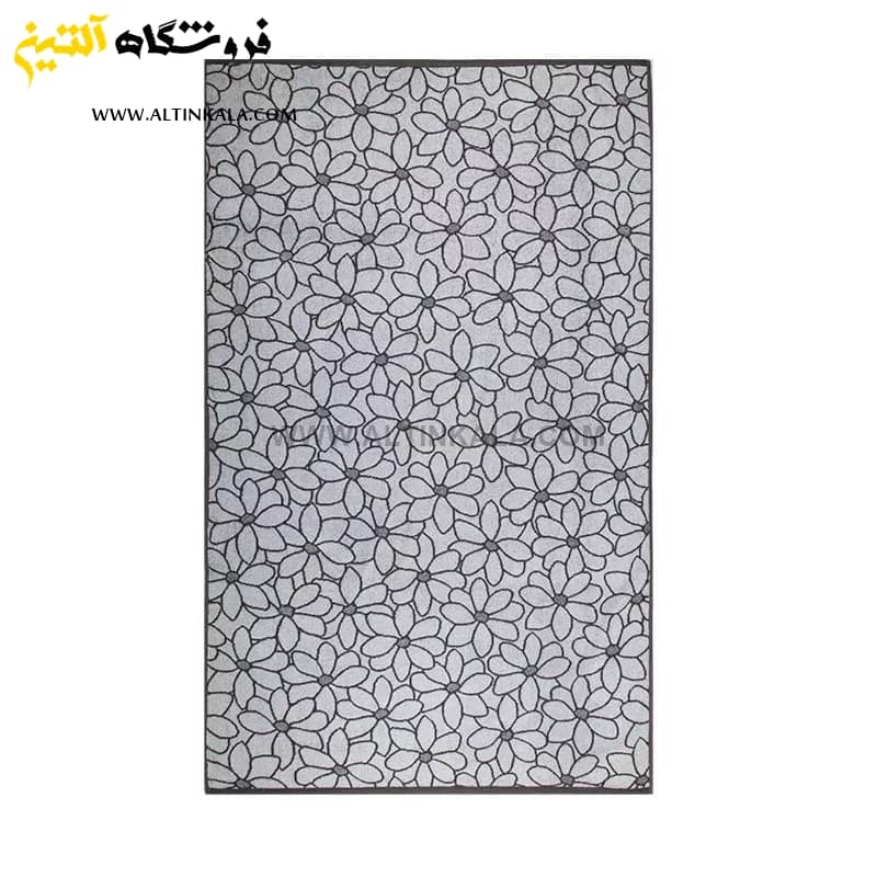 حوله دستی برق لامع طرح فلاور طوسی 90×50