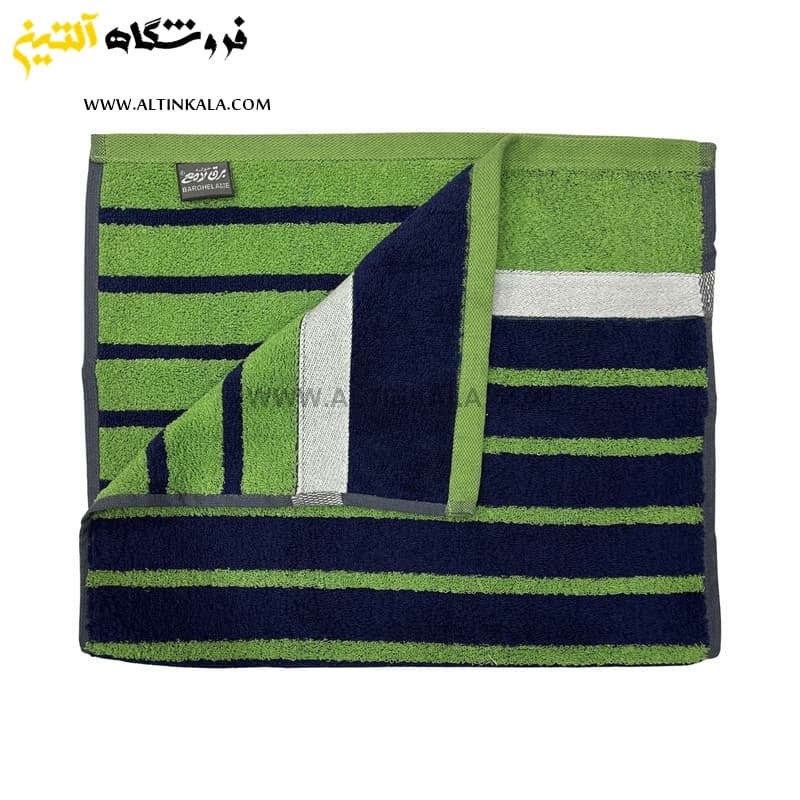 حوله دستی برق لامع مدل فرانسه راه راه سبز 40×80