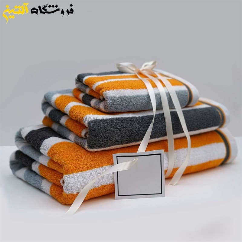 حوله دستی برق لامع مدل لادن نارنجی 40×80