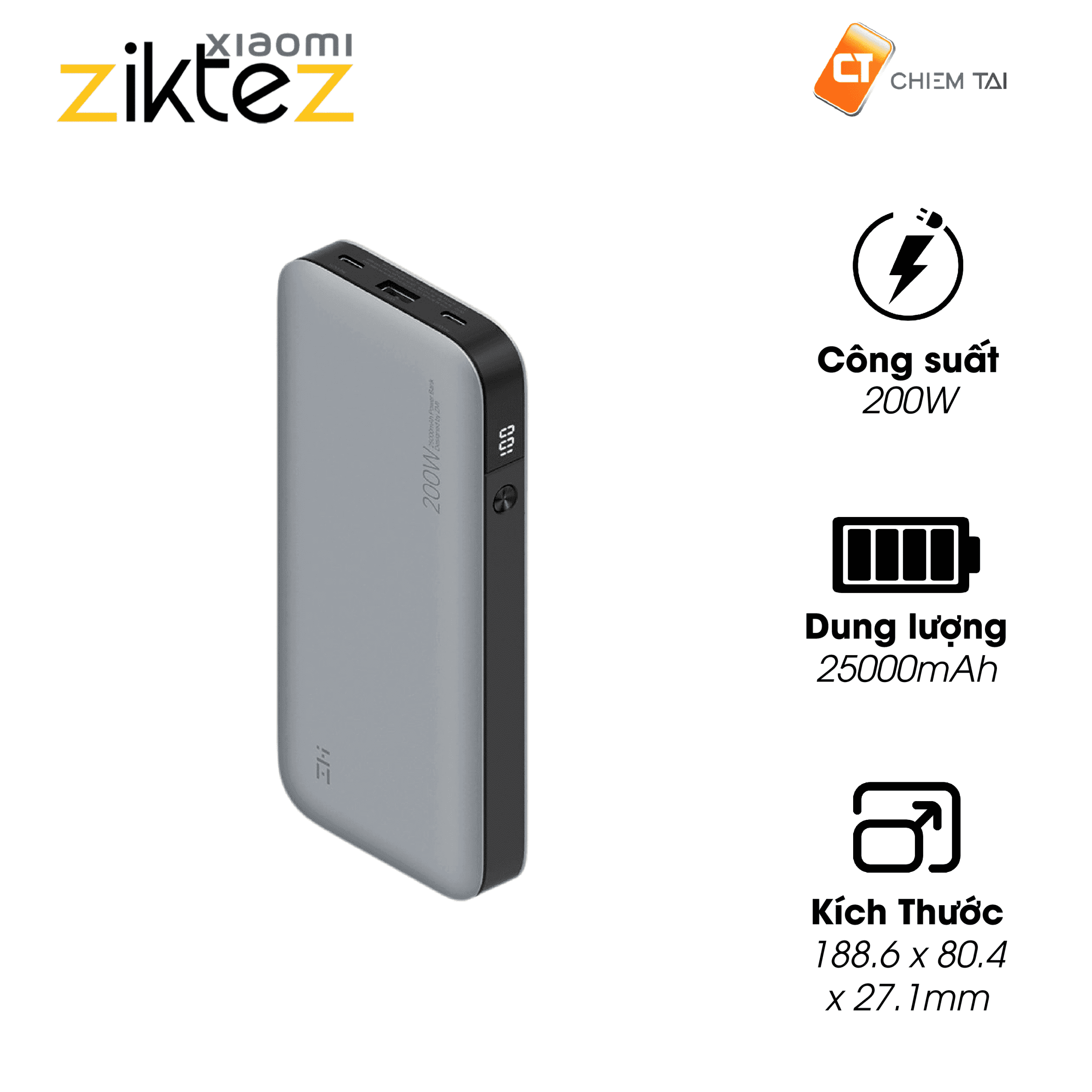 پاوربانک 25000 شیائومی توان 200 وات Xiaomi ZMI 20 QB826 new version (اورجینال) — تصویر ۲