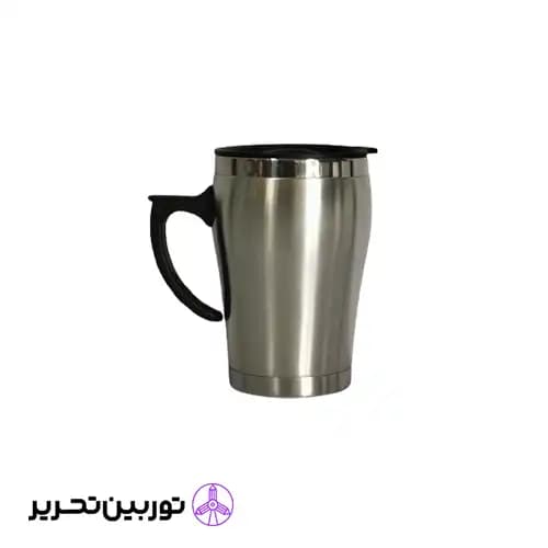 ماگ استیل درب دار – طوسی