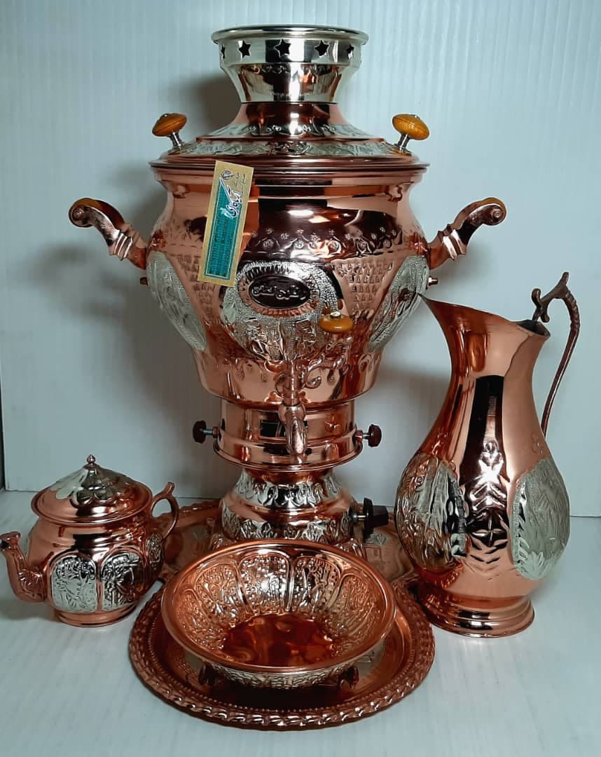 سماور دورنگ 6گازی با سرویس