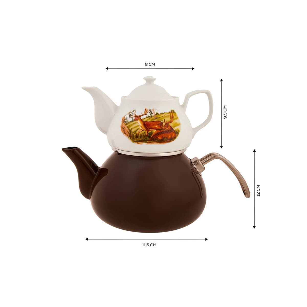 کتری و قوری 2.0 + 1.0 لیتر قهوه ای لجند کاراجا 153.03.08.1850 — تصویر ۳