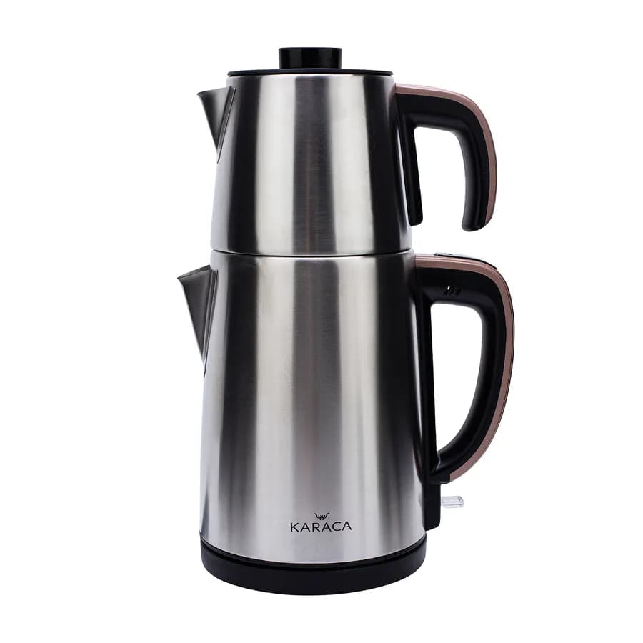 چاي ساز اتوماتیک برقی 1650 وات 0.9 + 1.8 لیتر استیل مات دم کیفی کاراجا 153.01.06.4881