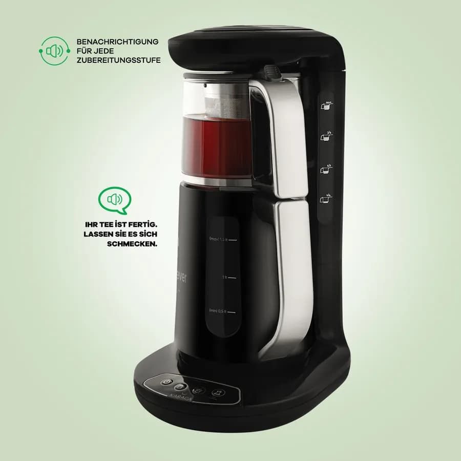 چاي ساز اتوماتیک برقی 2500 وات 0.8 + 1.5 لیتر مشکی چایشوور رباتیو کاراجا 153.03.06.4600 — تصویر ۴