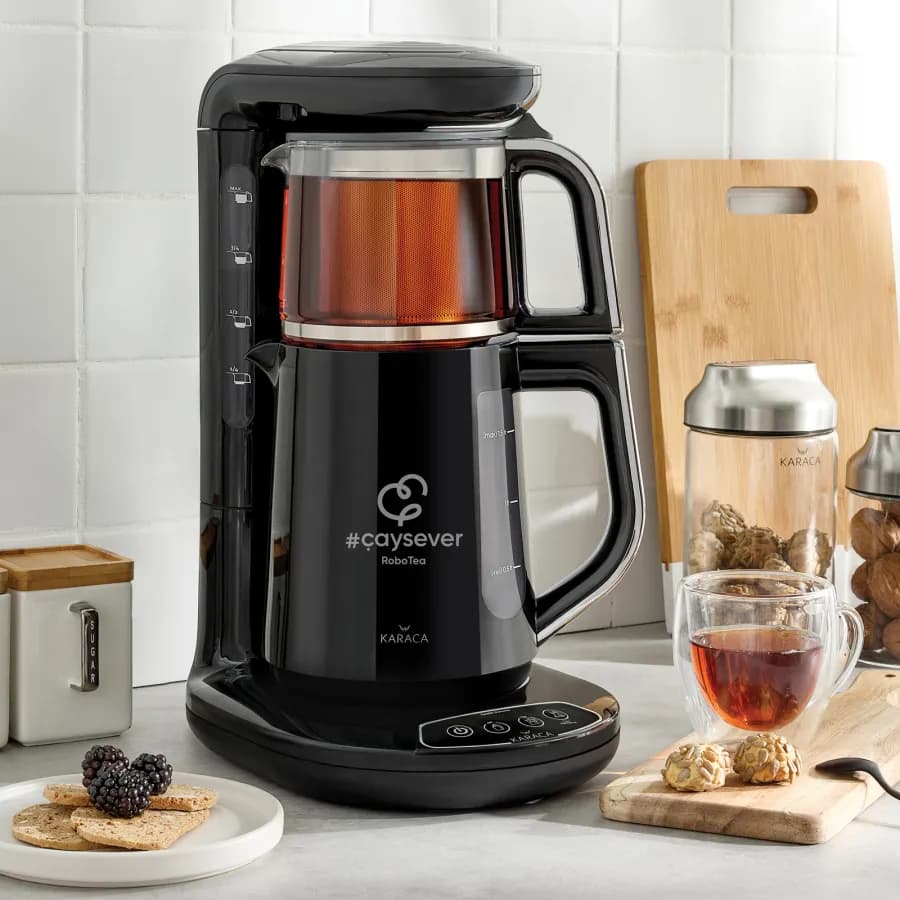چاي ساز اتوماتیک برقی 2500 وات 0.8 + 1.5 لیتر مشکی چایشوور رباتیو کاراجا 153.03.06.4600 — تصویر ۳