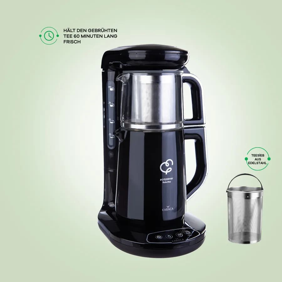 چاي ساز اتوماتیک برقی 2500 وات 0.8 + 1.5 لیتر مشکی چایشوور رباتیو کاراجا 153.03.06.4600 — تصویر ۶