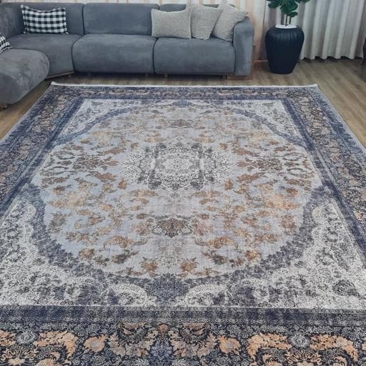 فرشینه مخمل هازان طرح حبیب فیلی سرمه ای u48(پس کرایه)