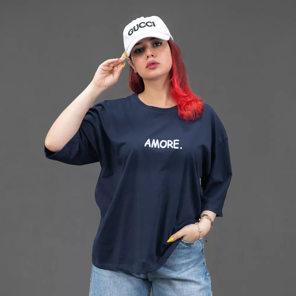 تیشرت باکسی دخترانه AMORE کد 29818