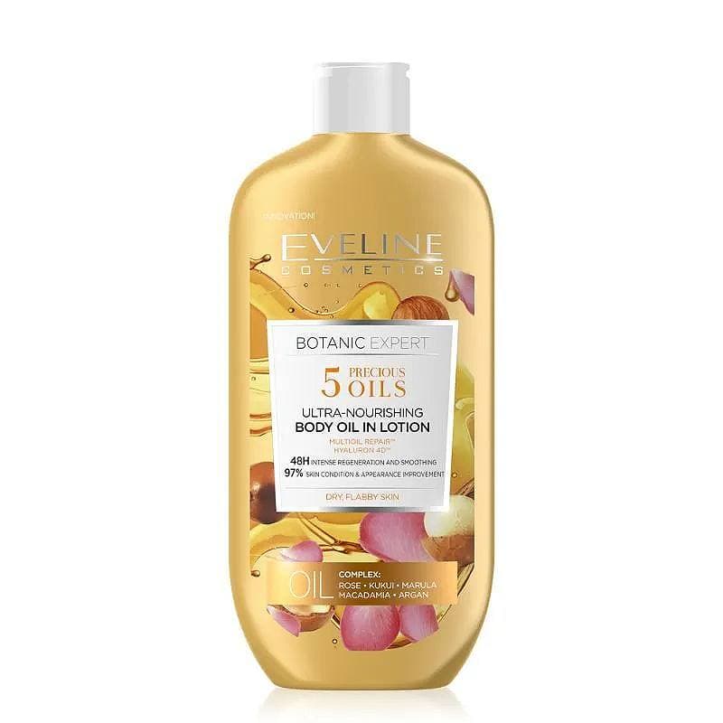 لوسیون بدن ۵ روغن اولاین Eveline Botanic Expert