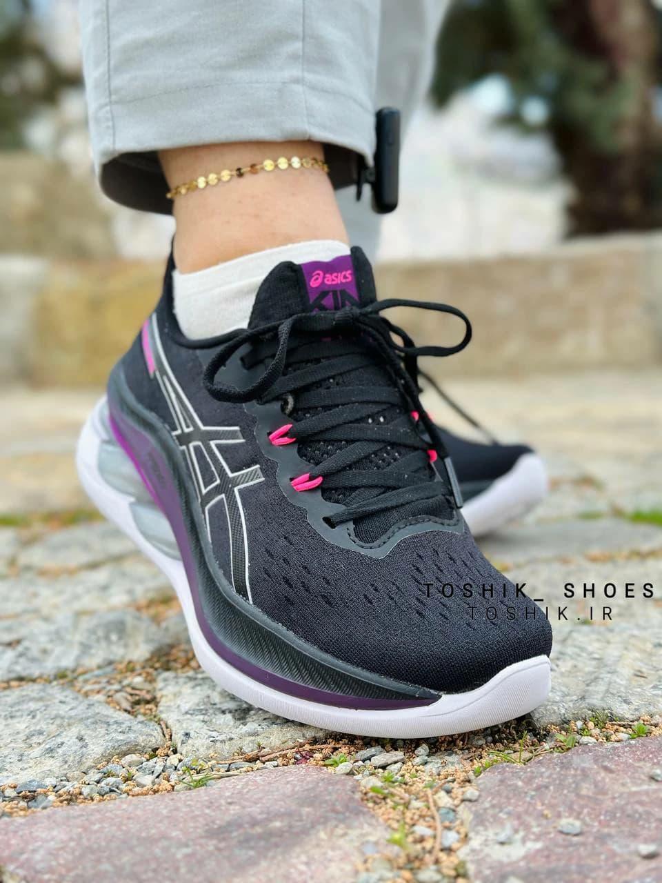 کفش اسیکس ژل کینسی مکس Asics GEL-KINSEI MAX مشکی بنفش — تصویر ۲