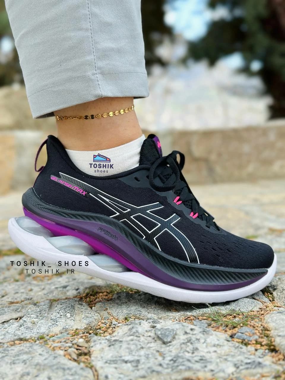 کفش اسیکس ژل کینسی مکس Asics GEL-KINSEI MAX مشکی بنفش — تصویر ۶