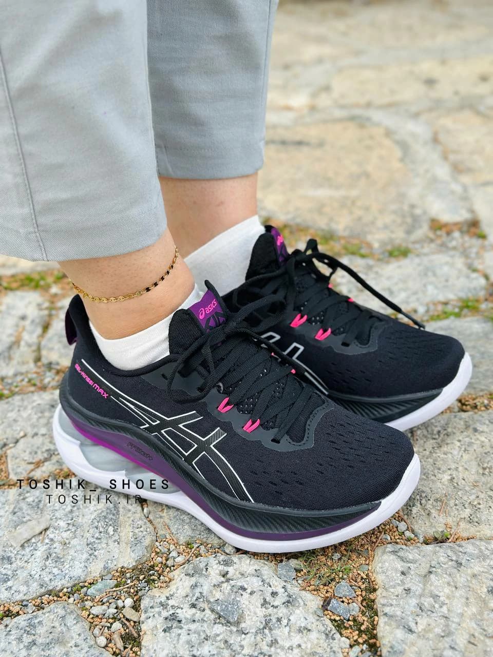 کفش اسیکس ژل کینسی مکس Asics GEL-KINSEI MAX مشکی بنفش — تصویر ۴