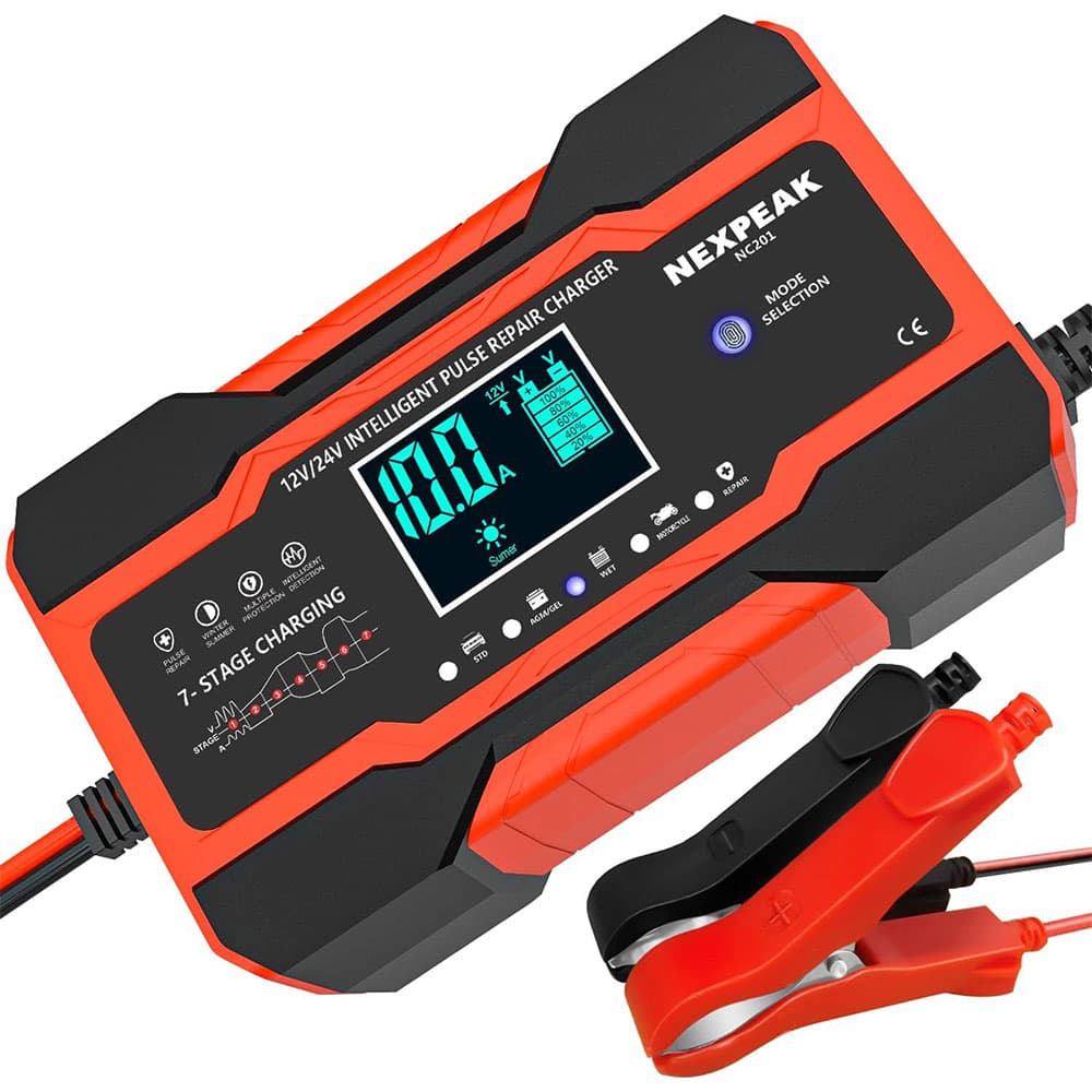 شارژر باتری خودرو NEXPEAK NC201 10A | 12V/24V، 7 مرحله‌ای و تعمیر پالس
