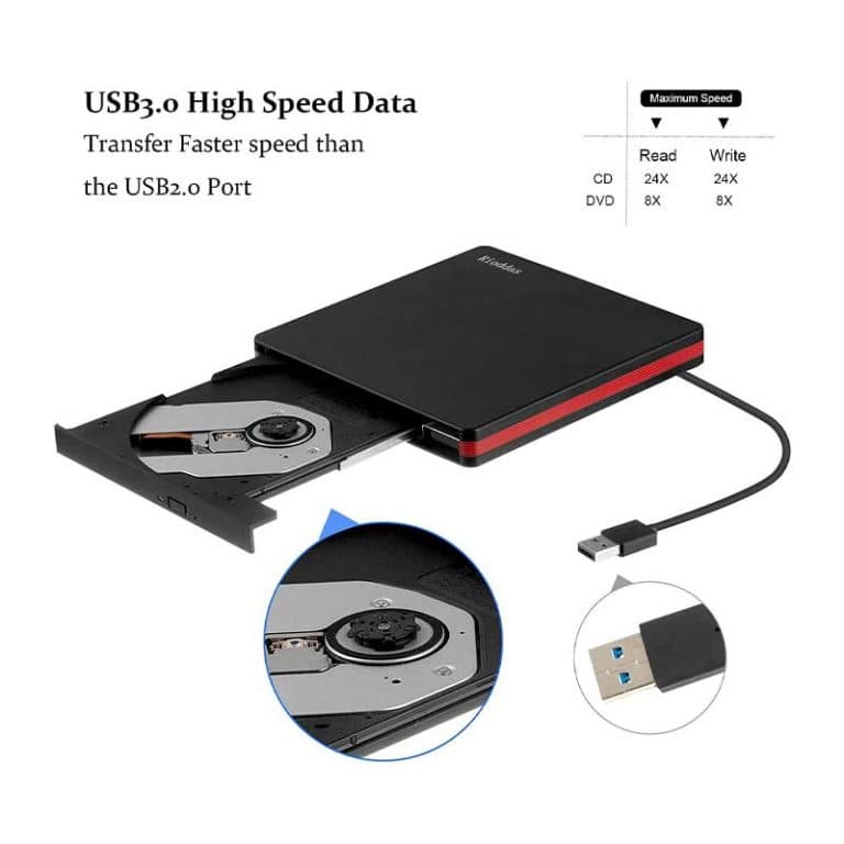 دی وی دی رایتر قابل حمل USB 3.0 مدل BT669 برند Rioddas — تصویر ۳