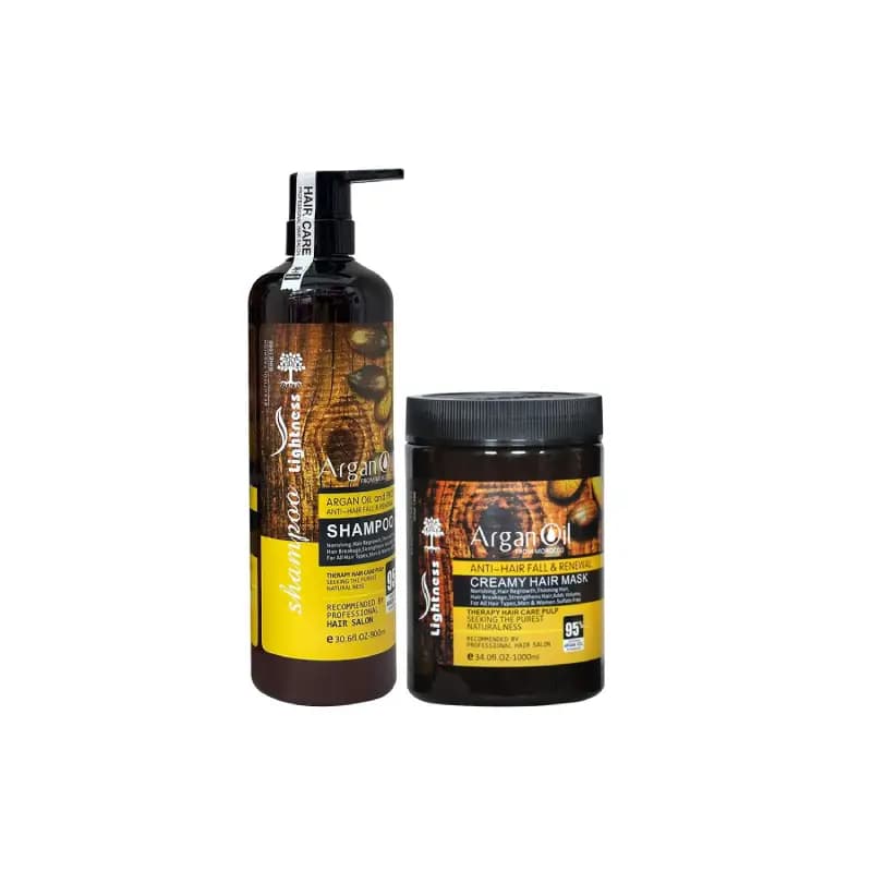 شامپو مو لایتنس Lightness به همراه ماسک مو مدل Argan Oil مناسب انواع مو — تصویر ۲