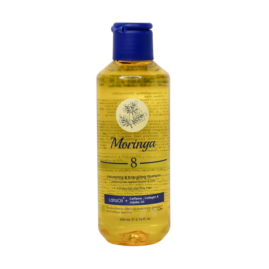 شامپو حجم دهنده و انرژی بخش ۸ مورینگا امو مناسب موهای معمولی و نازک200ml