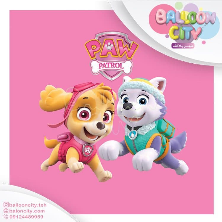 بنر تم تولد طرح سگ نگهبان دختر Paw patrol girl ابعاد 2 متر در 2 متر