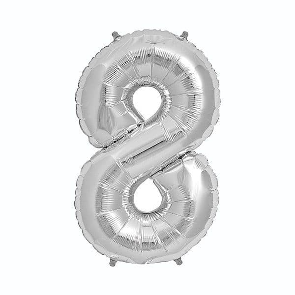 بادکنک فویلی عدد 8 نقره ای سایز 32 اینچ