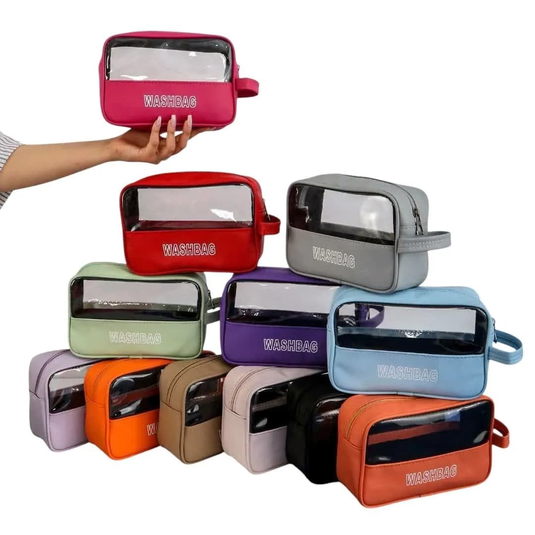 کیف واش بگ شفاف دسته جانبی ابعاد 7*14*20 (Washbag) — تصویر ۳