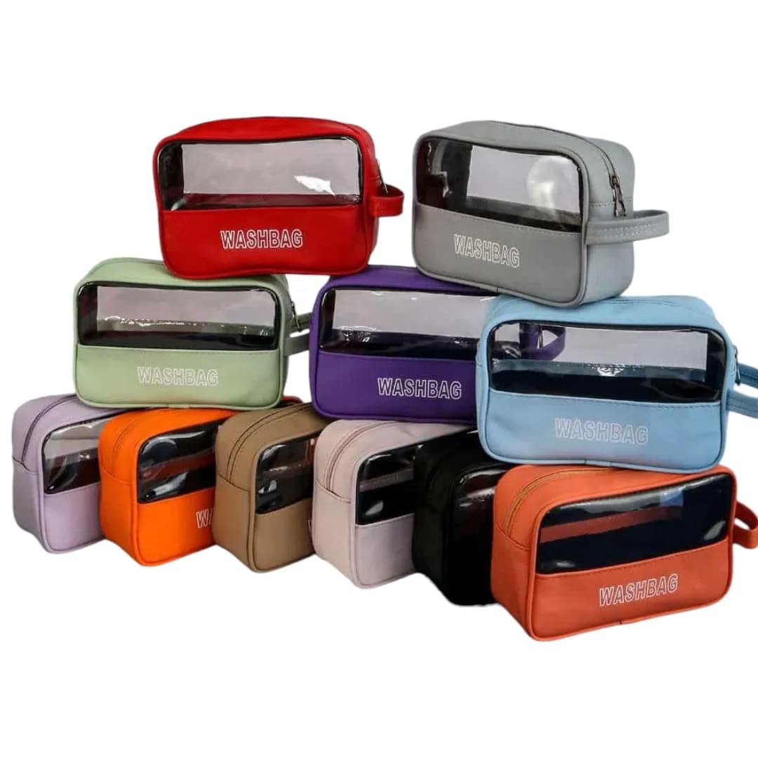 کیف واش بگ شفاف دسته جانبی ابعاد 7*14*20 (Washbag)