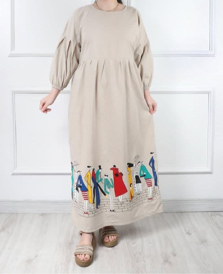 پیراهن ساحلی لینن مدل سرخ پوستی_کد2263 — تصویر ۲
