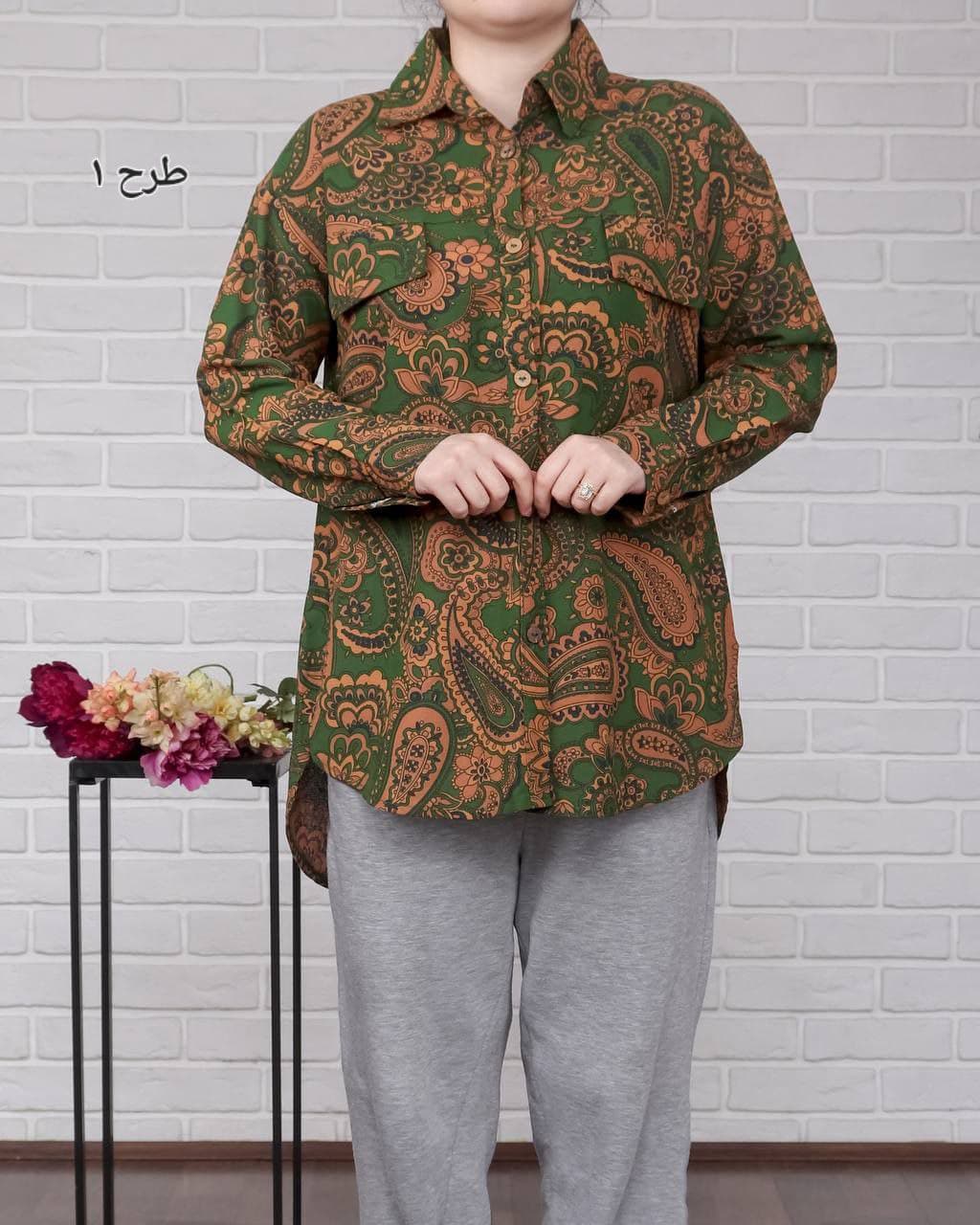 شومیزمانتویی سنتی لینن طرحدارمدل ترمه_کد2262 — تصویر ۳