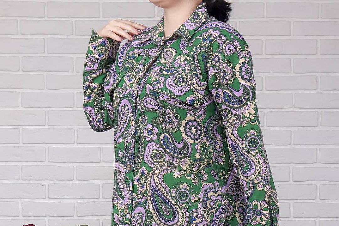 شومیزمانتویی سنتی لینن طرحدارمدل ترمه_کد2262