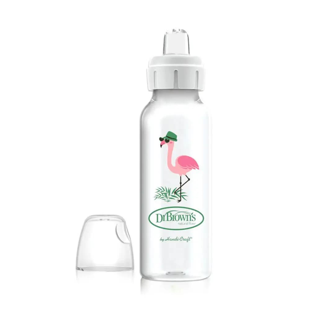لیوان آبمیوه خوری 250 میل باریک طرح فلامینگو دکتر براون Dr Browns