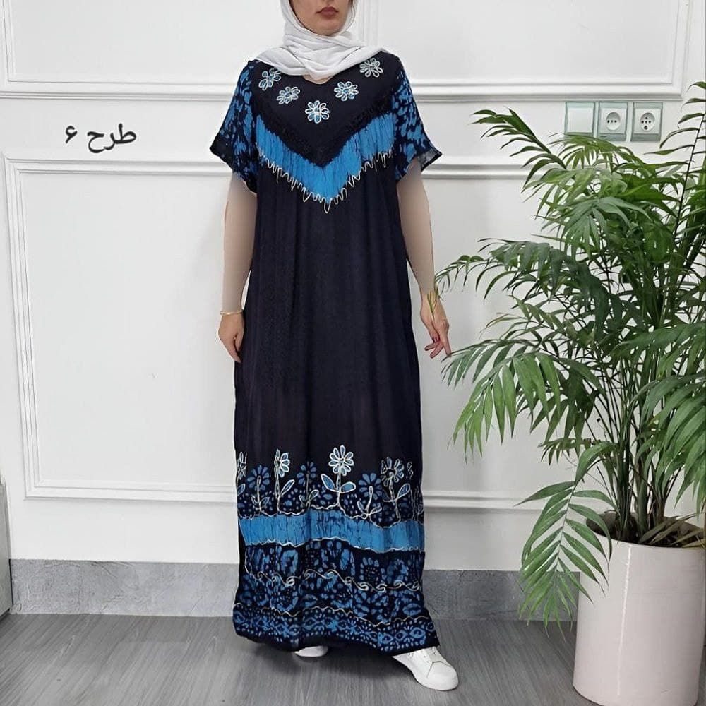 پیراهن ساحلی کریشه خامه دوزی مدل باتیک _ کد2208 — تصویر ۷