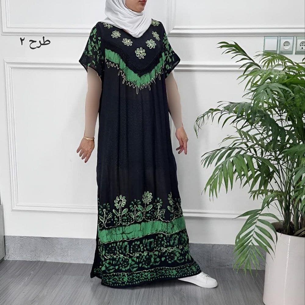 پیراهن ساحلی کریشه خامه دوزی مدل باتیک _ کد2208 — تصویر ۳