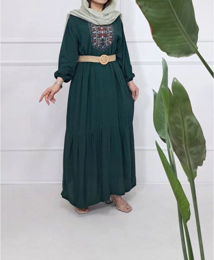 پیراهن ساحلی نخی راحتی مدل آیداچاپی/کد2190 — تصویر ۲